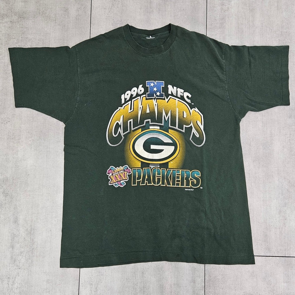 VTG 1996 Green Bay Packers NFC Champs T-Shirt Super Bowl XXXI Single Stitch L